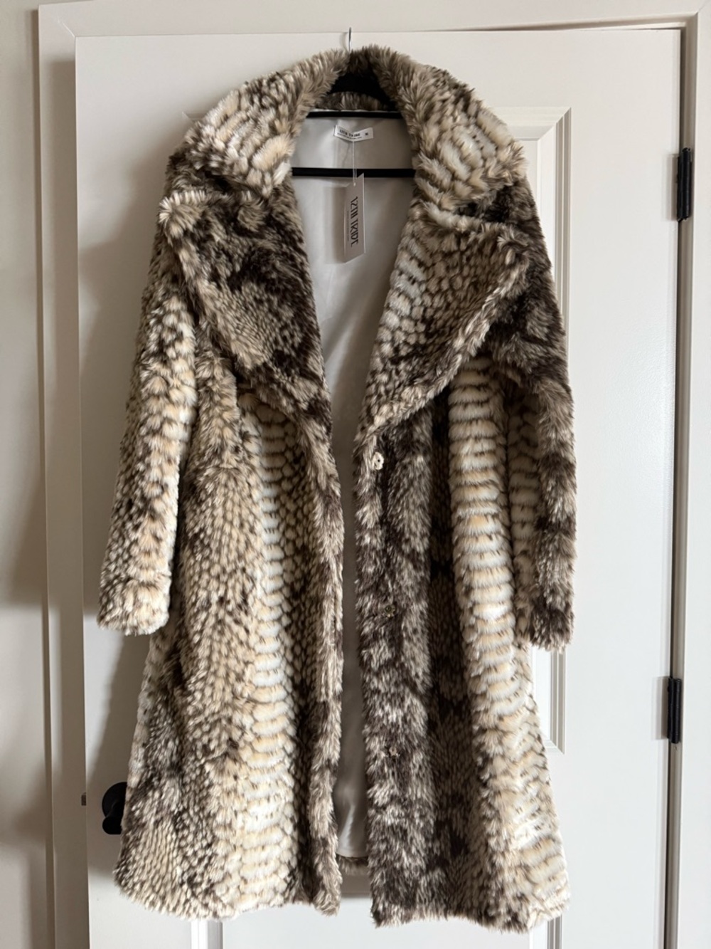 12th Tribe Vivienne Grey Snake Faux Fur Jacket